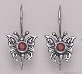 Butterfly with Garnet Dangle Earrings