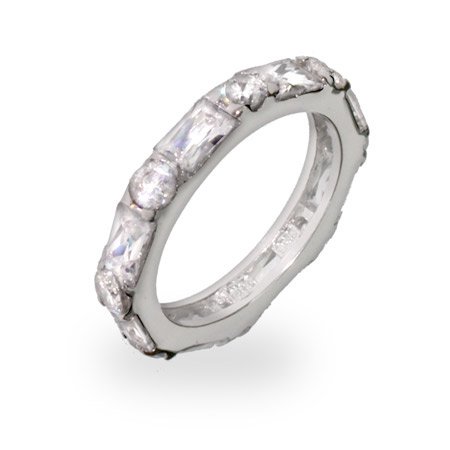 Brilliant and Emerald Cut CZ Stackable Eternity Band