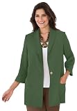 3/4 Sleeve Linen Touch Blazers (Hunter Green,20 W)