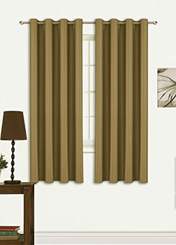 AmazonCurtains Blackout Weave Microfiber Grommet Top Window Drapes Curtains ( (W 52 x L 63 Inch, Chocolate, excluding Rod )