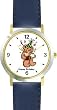Teddy Bear (Birthday) Bear Animal - WATCHBUDDY&reg; DELUXE TWO-TONE THEME WATCH - Arabic Numbers - Blue Leather Strap-Size-Large ( Men's Size or Jumbo Women's Size )