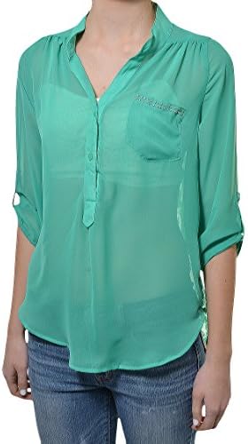 Penelope Plus Size Lace Back Drop Tail Blouse (Green, 3X)