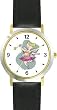 Pink Fairy Ballerina - Ballet Dancer WATCHBUDDY&reg; DELUXE TWO-TONE THEME WATCH - Arabic Numbers - Black Leather Strap-Size-Large ( Men's Size or Jumbo Women's Size )