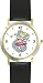 Pink Fairy Ballerina - Ballet Dancer WATCHBUDDY&reg; DELUXE TWO-TONE THEME WATCH - Arabic Numbers - Black Leather Strap-Size-Large ( Men's Size or Jumbo Women's Size )