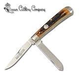 Queen Premium Trapper 2 Blade Folding Knife w/ Stag Bone Handle