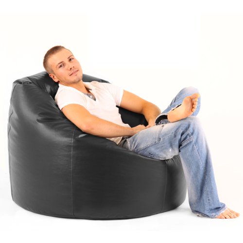 XXL Bean Bag Extra Large Man Size Beanbag Chair BLACK Faux Leather by