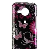 Premium Designer Hard Case for the HTC 6200 Eris Droid, Verizon - Hot Pink Butterfly Flower Floral Print