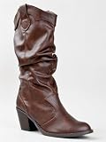 Soda LODE Basic Western Cowboy Stacked Heel Slouchy Mid Calf Boot ZOOSHOO