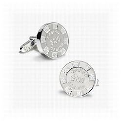 Sterling Poker Chip Cufflinks