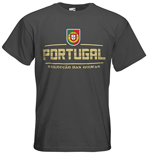 Portugal EM 2016 Fanshirt T-Shirt Trikot (Graphit, M)