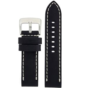 Panerai Style Watch Band Thick Leather Like Original Heavy Buckle Black 22 millimeter by Tech Swiss