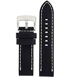 Panerai Style Watch Band Thick Leather Like Original Heavy Buckle Black 22 millimeter on sale