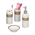 Zeller 18260 Bad-Access.-Set, 4-teilig, Keramik, beige / braun