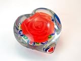 Murano Design Mouth Blown Glass Millefiori Crystal Heart Handmade Art Glass Paperweight TP0017