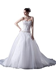 Strapless Lace Organza Floor Length Dropped   Waistline  Sweetheart  Ball Gown  Dress