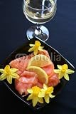 Wallmonkeys Peel and Stick Wall Decals - Salmon Sandwich with a Glass of White Wine - Removable Graphic