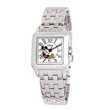 eWatchFactory Women's 51107-7-A-1 Disney Mickey Mouse Perfect Square Silvertone Bracelet Watch