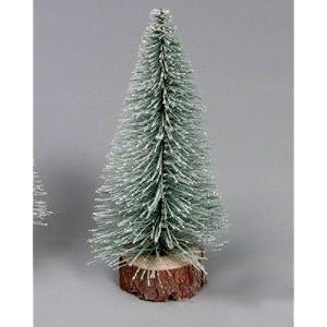 Pack of 4 Flocked Artificial Village Christmas Trees 12