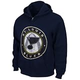 NHL Majestic St. Louis Blues Navy Blue Built Tough Full Zip Hoodie Sweatshirt (Small)