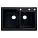 Transolid RTDO3322-09-ACD Radius Granite 3-Hole Drop-in Double-Bowl Kitchen Sink 33" x 22" x 9" Black