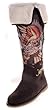 ED HARDY by Christian Audigier Snowblazer Womens Fur Suede Boots Born Free Eagle Brown Tattoo