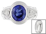 14K White Gold Man's Tanzanite and Diamond Ring