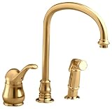 American Standard 3821.834.099 Jasmine Single-Control Kitchen Faucet with Hi-Flow Spout and Concealed Mounting with Male Connectors, Polished Brass