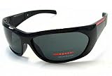 Prada SPS 04H SPS04H Grey Lens 1AB-1A1 Gloss Black Sunglasses