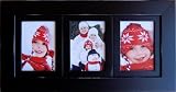 Collage Picture Frames, 5x7 Black Multi Photo Frame with 3 openings - Hand Sanded (Distressed) Edges, Triple Frame Hangs Horizontally or Vertically on Wall