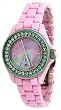 Oniss #ON815-L Women's Austrian Crystal Bezel Pink Ceramic Watch