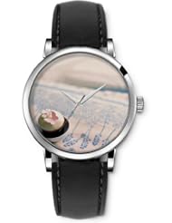 SPRAWL Aanalog Fashion Series Silver Ladies Watches of Genuine Black Leather Strap,Unique Wrist Watch for Women Girls Designed with Dessert Time