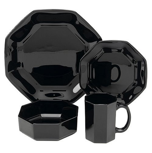 Novoctine Black Glass 16-pc. Dinnerware Set
