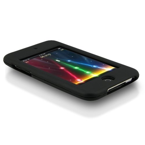 Solid Black Rubberized Snap on Crystal Hard Case for Apple Ipod Touch Itouch 8gb 16gb 32gb 2g 2nd Generation image