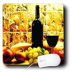Fruit Food - Wine Bread Cheese Grapes - Mouse Pads