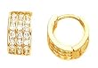 14k Yellow Gold Huggie Earrings With Three Rows Of CZs