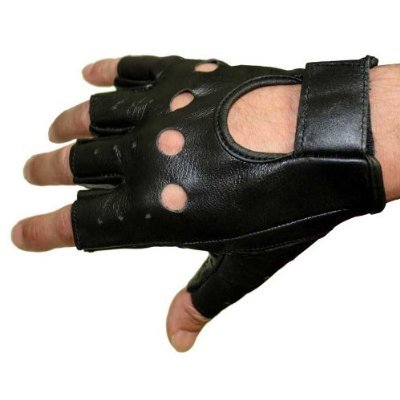 送料無料 バイク用 グローブ ◎ 半指 レザーグローブ （ブラック）