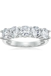 Platinum-Plated Sterling Silver Swarovski Zirconia 3 cttw Round 5 Stone Ring