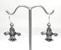Fancy Fleur De Lis Antiqued Silver Dangle Earrings (Rainbow)