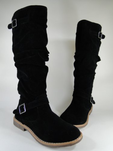 New Black Buckle Mid-Calf Boots #L22