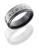 Zirconium, Celtic Pattern Engraved Wedding Band (sz 4-13)
