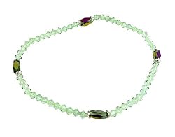 Anklet - A79 - Stretch - Swarovski (tm) Crystal and Fire Polished Glass Beads ~ Chrysolite (Light Green)