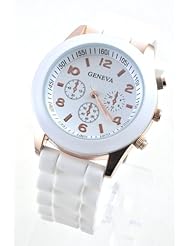 Unisex Silicone Gel Ceramic Style Jelly Band Classic Watch White