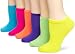 Rampage Womens 6 Pack No Show Neon Socks, All Neon Solid, One Size