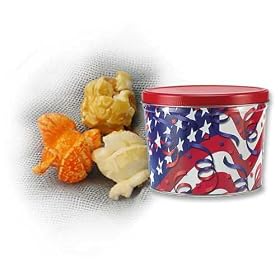 2 Gallon Jalapeno Cheddar Cheese Popcorn Tin - Flags & Streamers