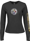 Pittsburgh Steelers Womens Black Long Sleeve Giant Logo Too Tee