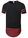 LILBETTER Mens Hipster Hip Hop Longline Jersey T-Shirt(Black Red M)