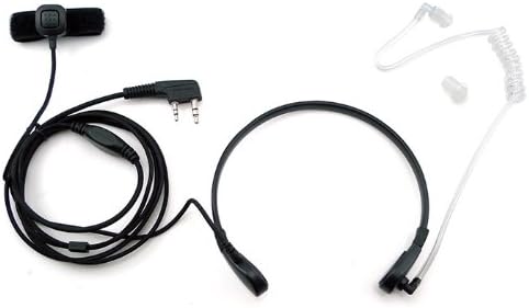 Zeadio® Throat Mic Microphone Covert Acoustic Tube Earpiece Headset with Finger PTT for 2 PIN Kenwood Baofeng Puxing Quansheng Weierwei Wouxun Radio Tk-3200l Tk-3200lp Tk-3202 Tk-3202k Tk-3202l Tk-3230 Etc.