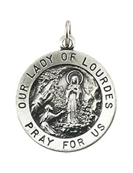 14K Yellow Gold 25.00 mm Our Lady Of Lourdes Medal