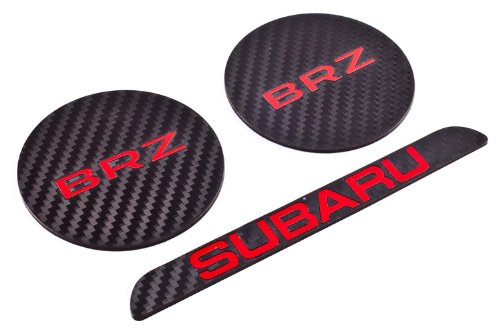 2013 Subaru BRZ Carbon Fiber Cupholder Plates, CF Red/Black, BRZ + Subaru