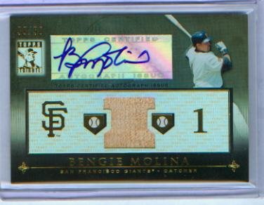 Bengie Molina Autograph Relics 2010 Topps Tribute Baseball Card #TAR-BM2 w/ Game Used Bat & #50/50 Signed / San Francisco Giants